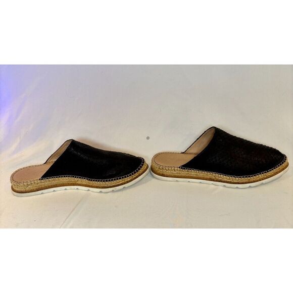 Free People Black Snake Skin Embossed Espadrille Mules size 40 - Picture 4 of 7